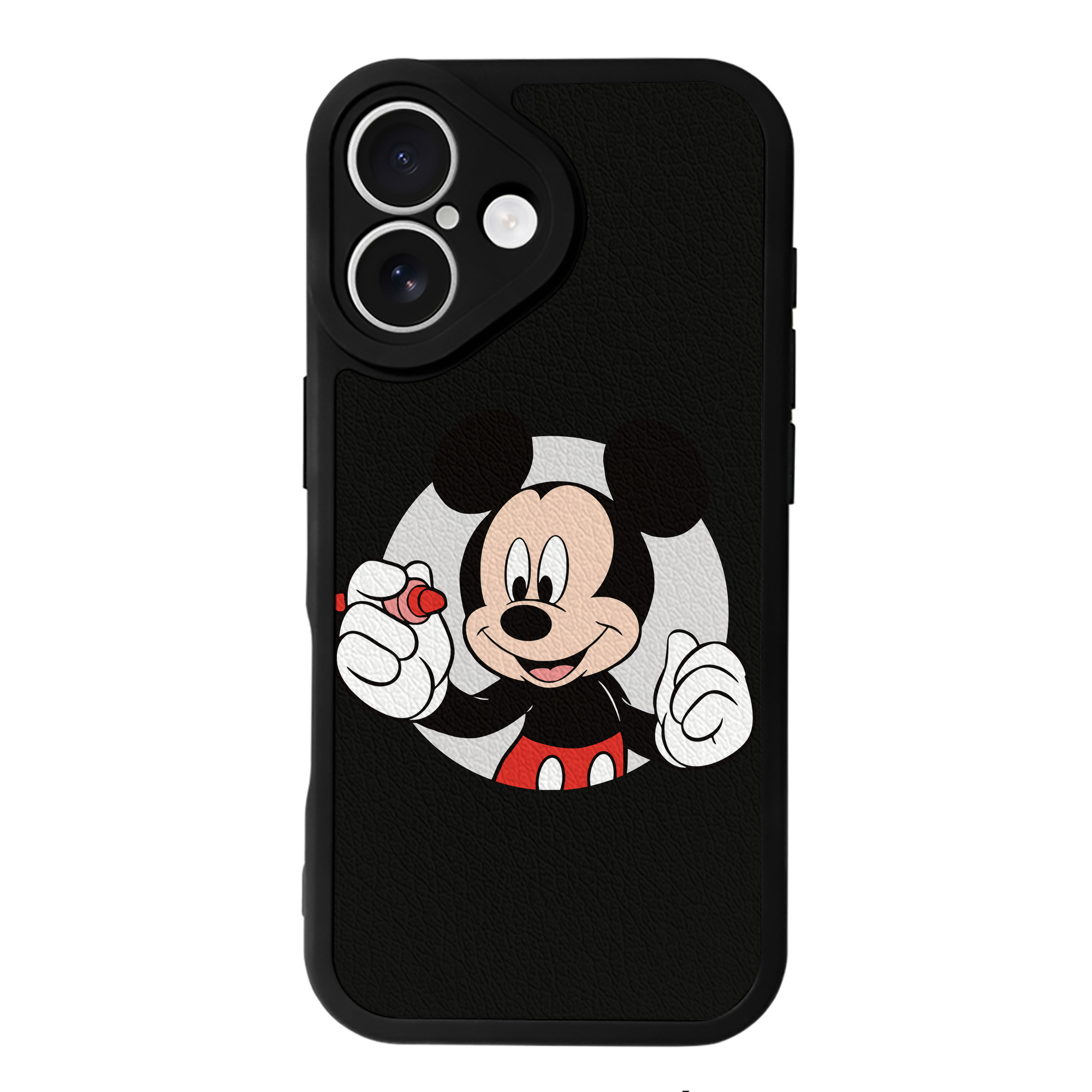 （画像用） ミッキーマウス Mickey Mouse 【iPhone 16シリーズ対応】シリコンスマホケース（レザー調） 材質：シリコン